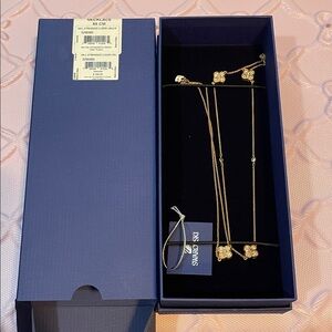 Swarovski Rose Gold Long Floral Crystal Necklace